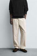 ZARA RELAXED FIT TROUSERS WITH A TEXTURED TEXTURE | LIGHT BEIGE