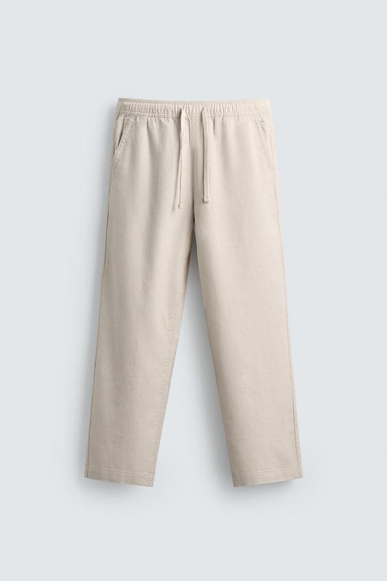 ZARA RELAXED FIT TROUSERS WITH A TEXTURED TEXTURE | LIGHT BEIGE