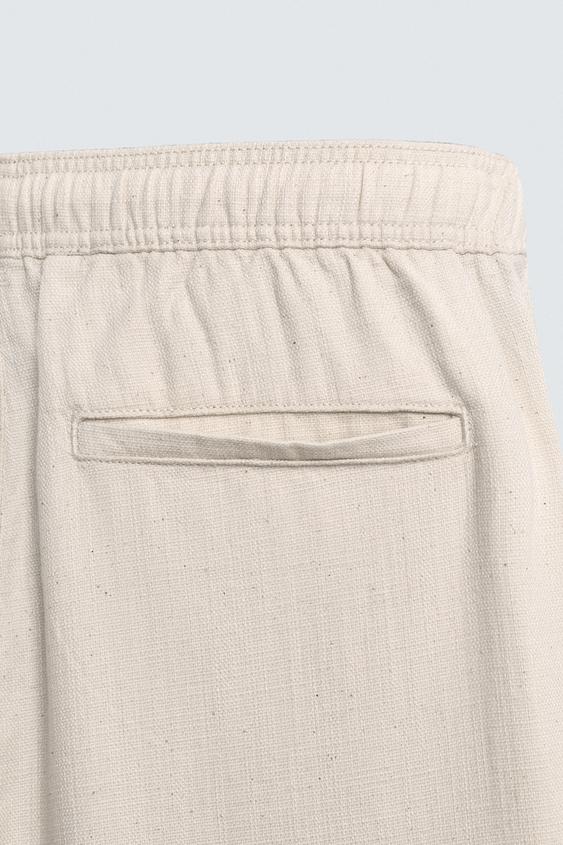 ZARA RELAXED FIT TROUSERS WITH A TEXTURED TEXTURE | LIGHT BEIGE