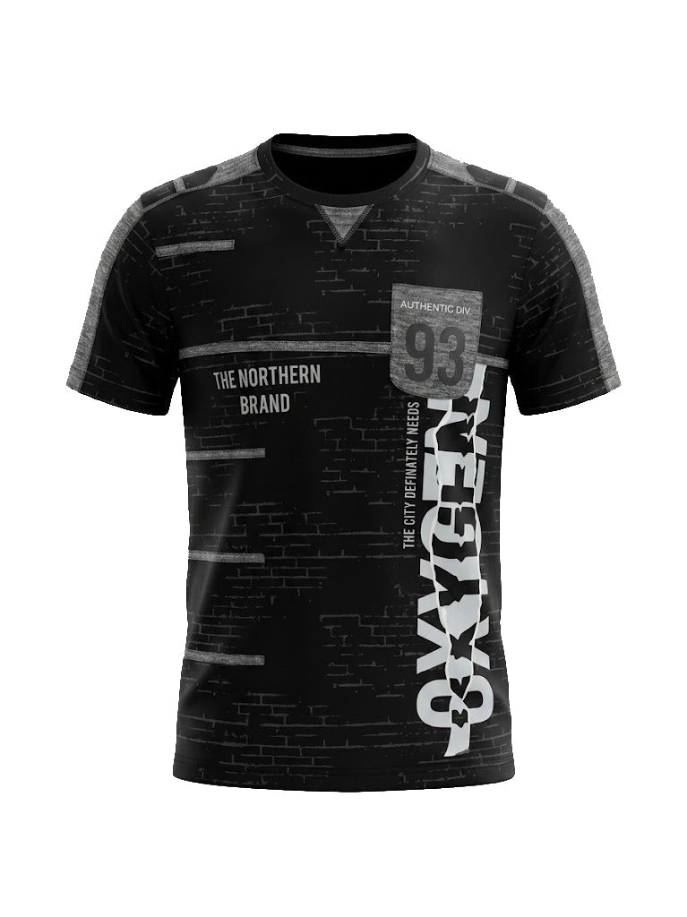OXYGEN ACTIVE WEAR PREMIUM PRINTED T-SHIRT | BLACK