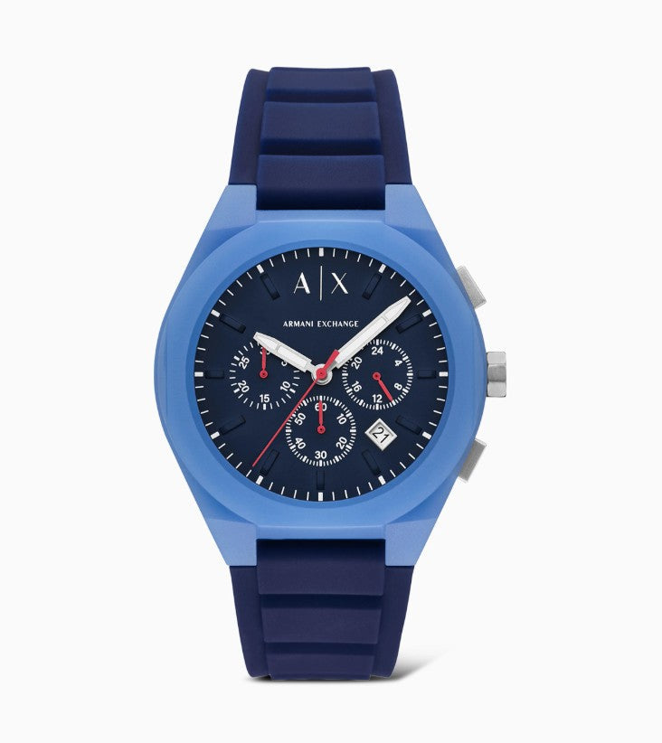 Armani Exchange A|X Men’s Sync Chronograph Blue Silicone Watch – Sporty & Stylish Timepiece