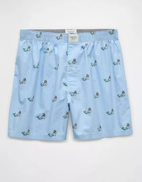 AMERICAN EAGLE MEN'S TINY MERMAIDS STRETCH BOXER SHORT | SKY BLUE
