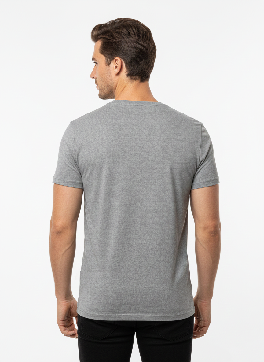 DIESEL MEN’S PREMIUM GREY  V-NECK COTTON T-SHIRT