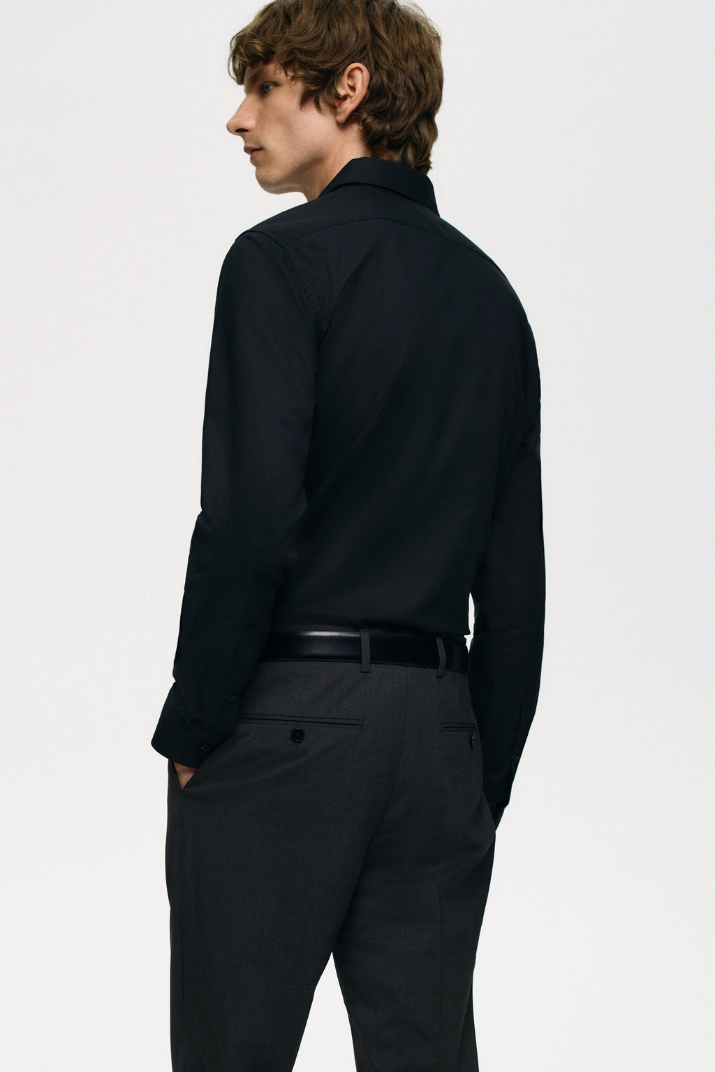 H&M SLIM FIT COTTON SHIRT | BLACK