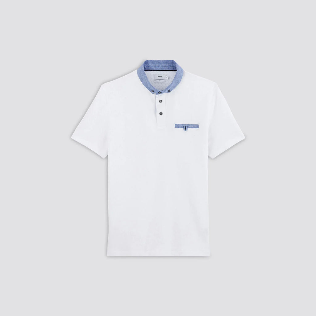 JULES Short Sleeve Oxford Collar Polo Shirt | White