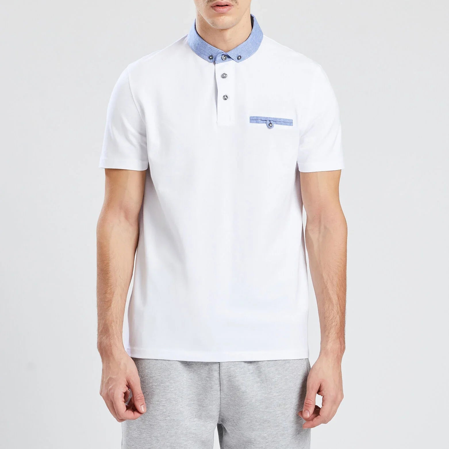JULES Short Sleeve Oxford Collar Polo Shirt | White