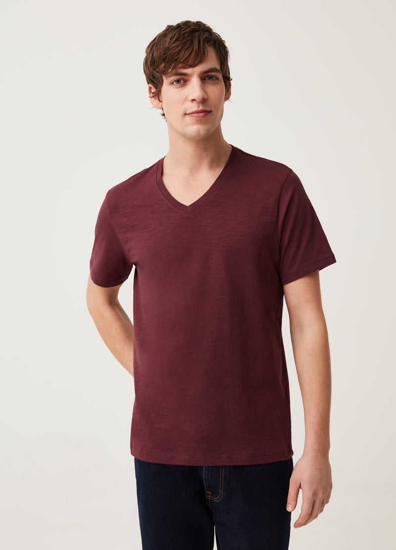 OVS JERSEY CLUB T-SHIRT V NECK | MAROON