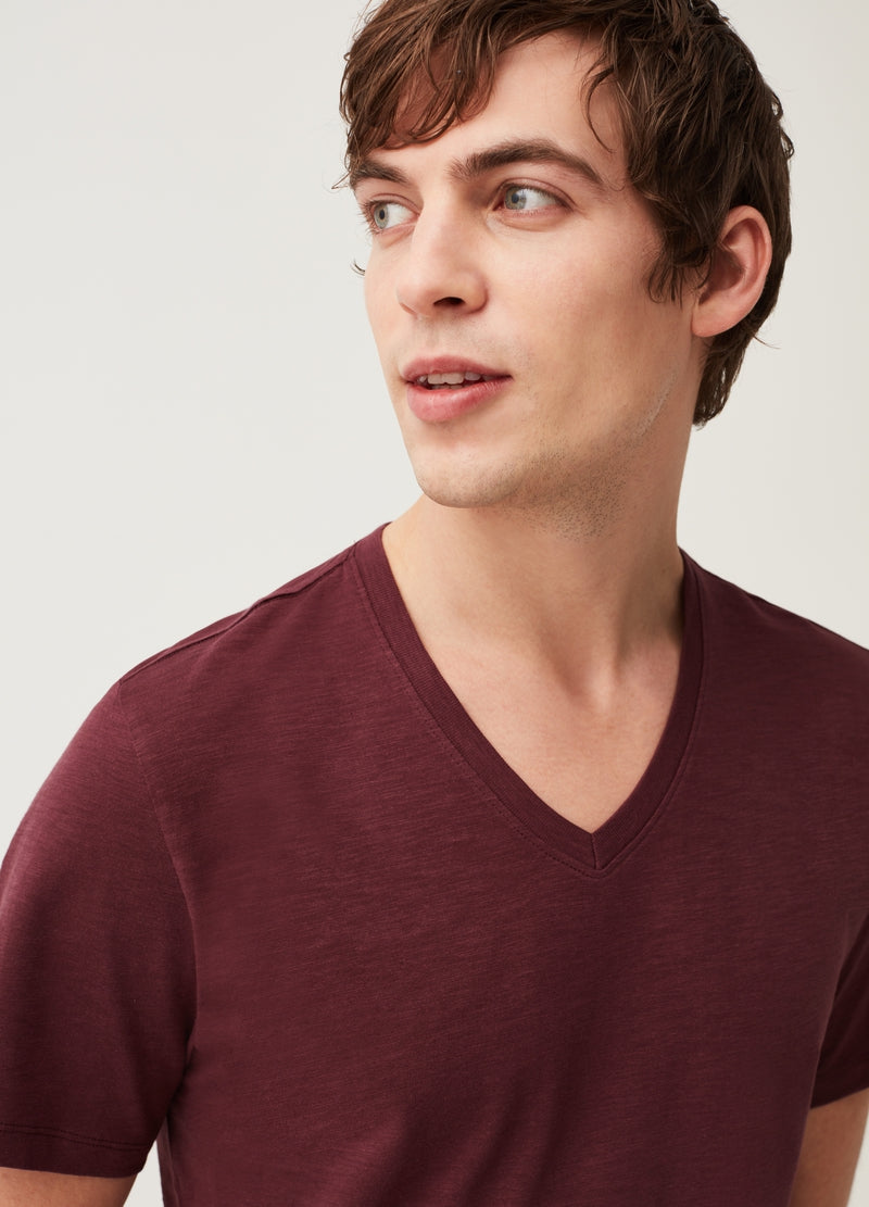 OVS JERSEY CLUB T-SHIRT V NECK | MAROON