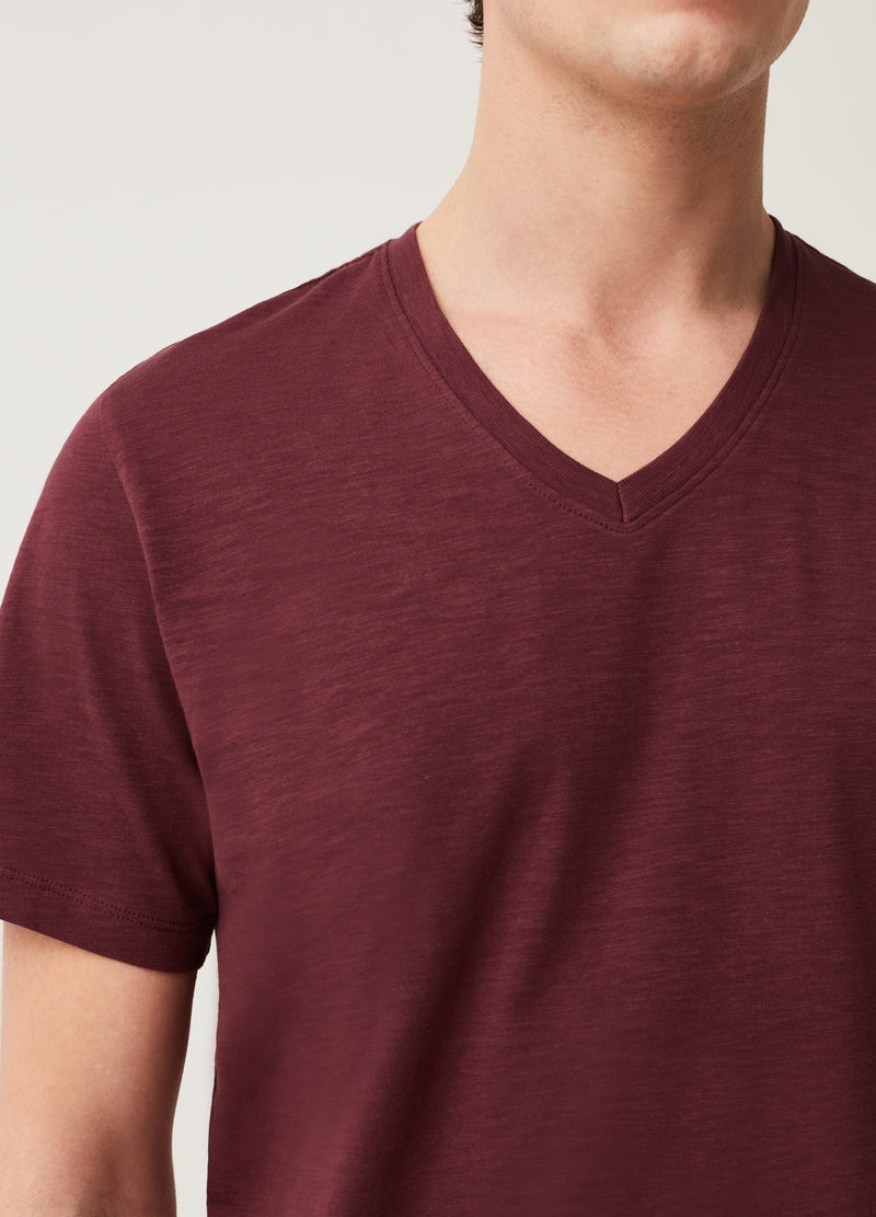 OVS JERSEY CLUB T-SHIRT V NECK | MAROON