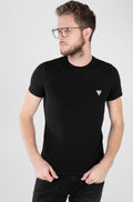GUESS SLIM FIT ROUND NECK LOGO T-SHIRT | BLACK
