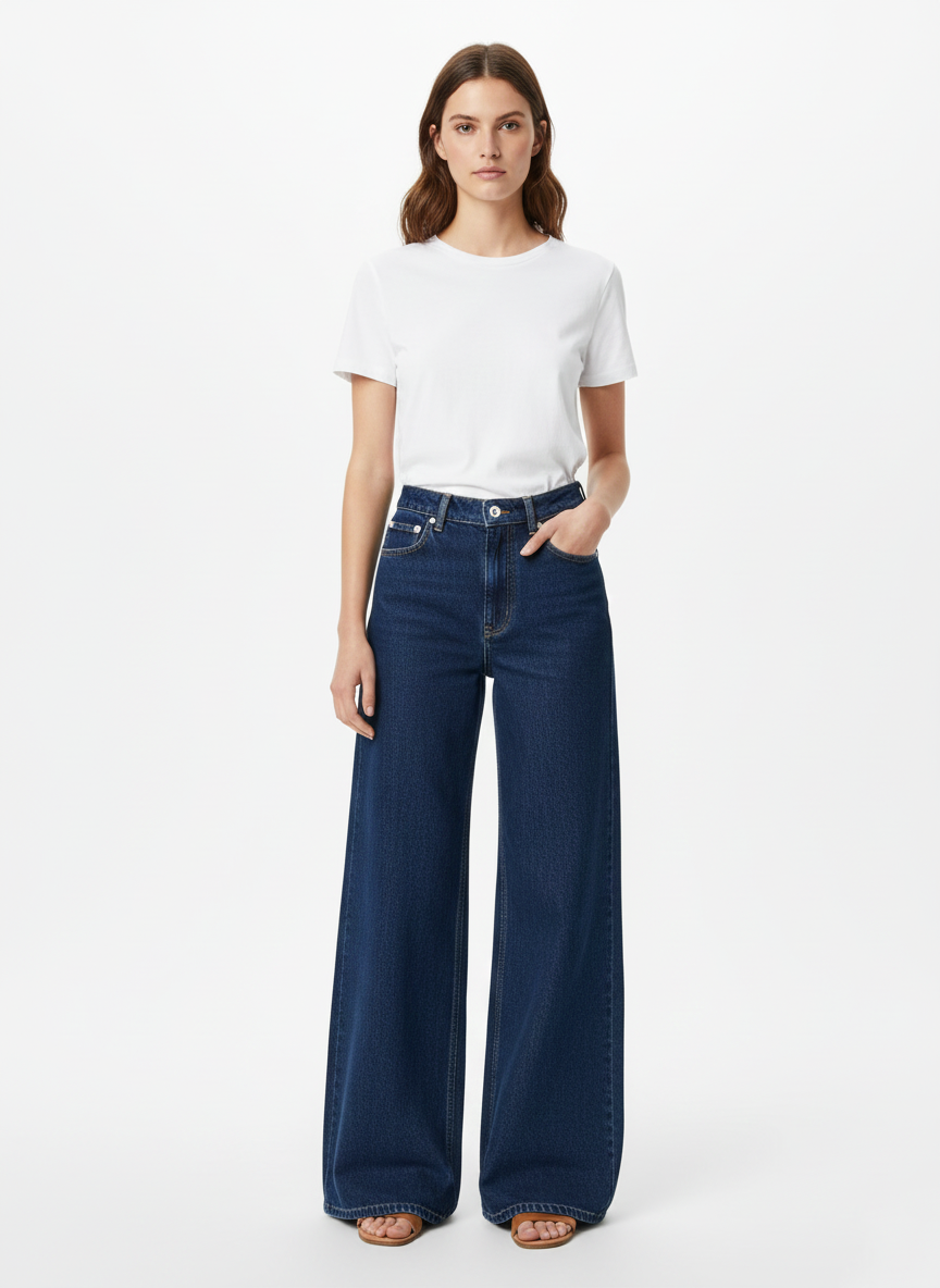 MANGO WOMEN’S HIGH-WAIST BAGGY BALLOON FIT DENIM JEANS - CLASSIC BLUE