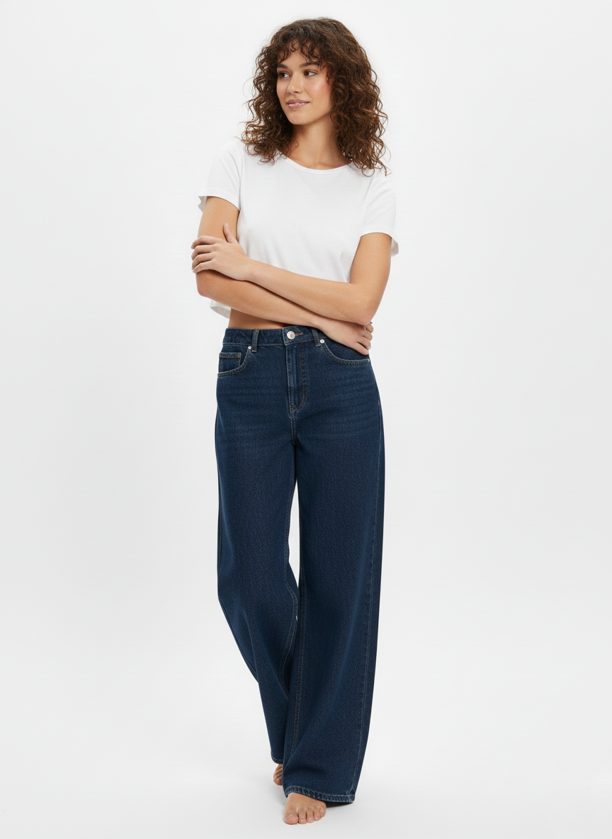 VERO MODA TALL TESSA HIGH WAIST LEG WIDE LIG JEANS FOR WOMEN – PREMIUM DENIM | BLUE