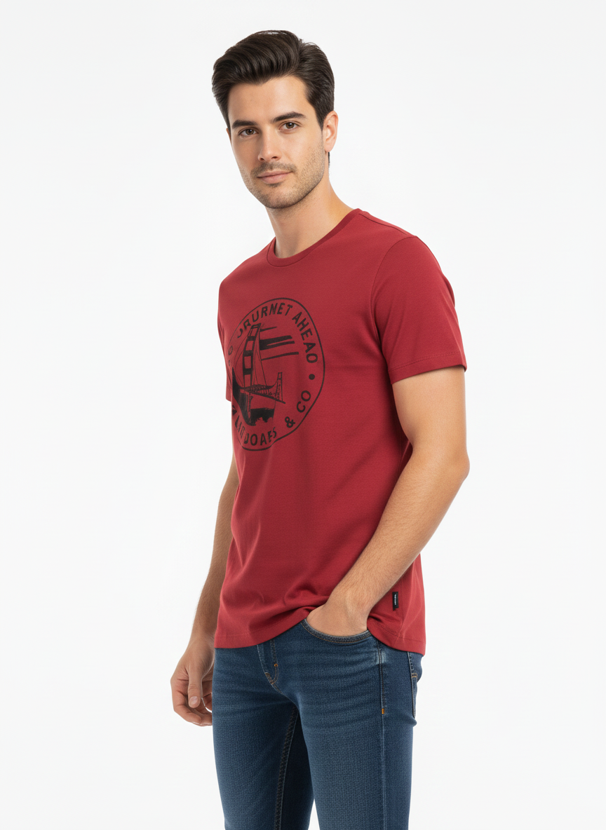 JACK & JONES MEN’S GRAPHIC CREW NECK T-SHIRT | RED