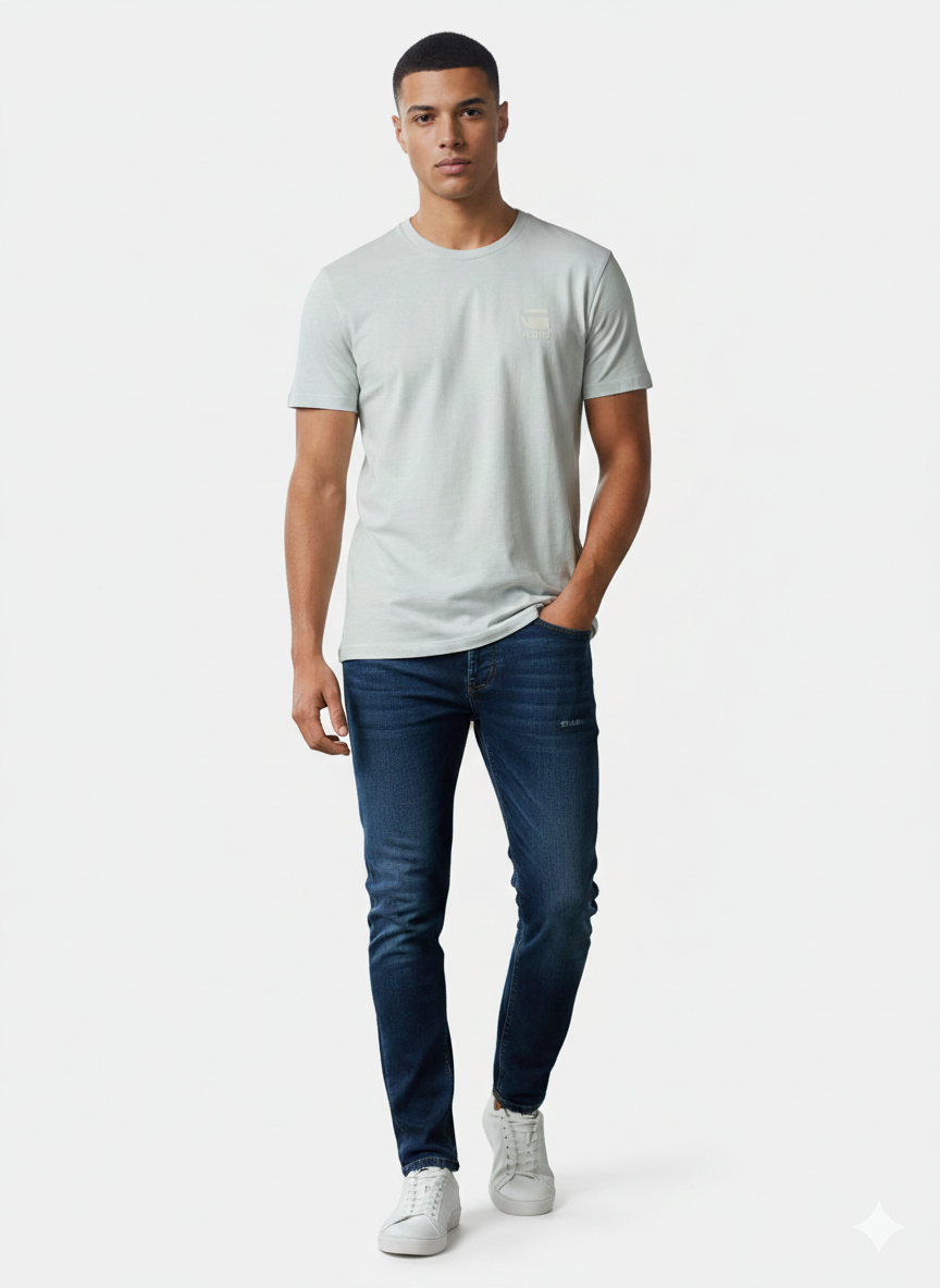 G-STAR RAW MEN'S PREMIUM COTTON  CREW NECK T-SHIRT | LIGHT GREY