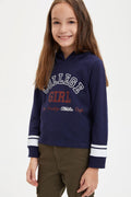 LE PRINTEMPS DEFACTO HOODED SWEATSHIRT PRINTED GILR | NAVY BLUE
