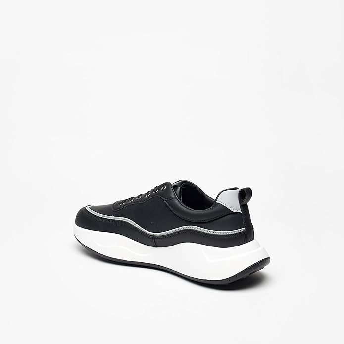 LEE COOPER MEN TEXTURED SNEAKERS WITH LACE-UP CLOSURE | BLACK
