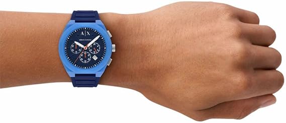 Armani Exchange A|X Men’s Sync Chronograph Blue Silicone Watch – Sporty & Stylish Timepiece