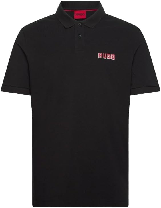 HUGO BOSS COTTON - PIQUE POLO SHIRT WITH LOGO PRINT | BLACK