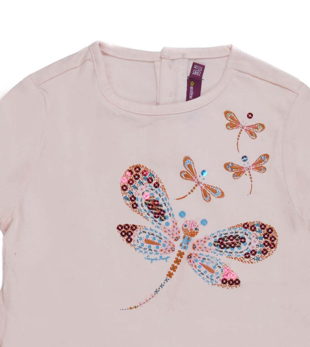 S.E.R.G.E.N.T M.A.J.O.R-BABY GIRL-EMBROIDERED LOGO | T-SHIRT | LIGHT PINK