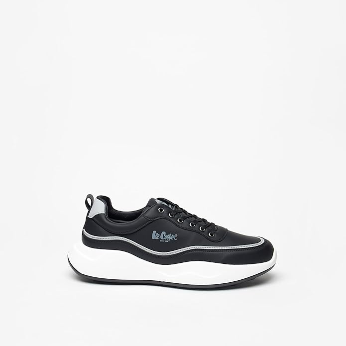 LEE COOPER MEN TEXTURED SNEAKERS WITH LACE-UP CLOSURE | BLACK