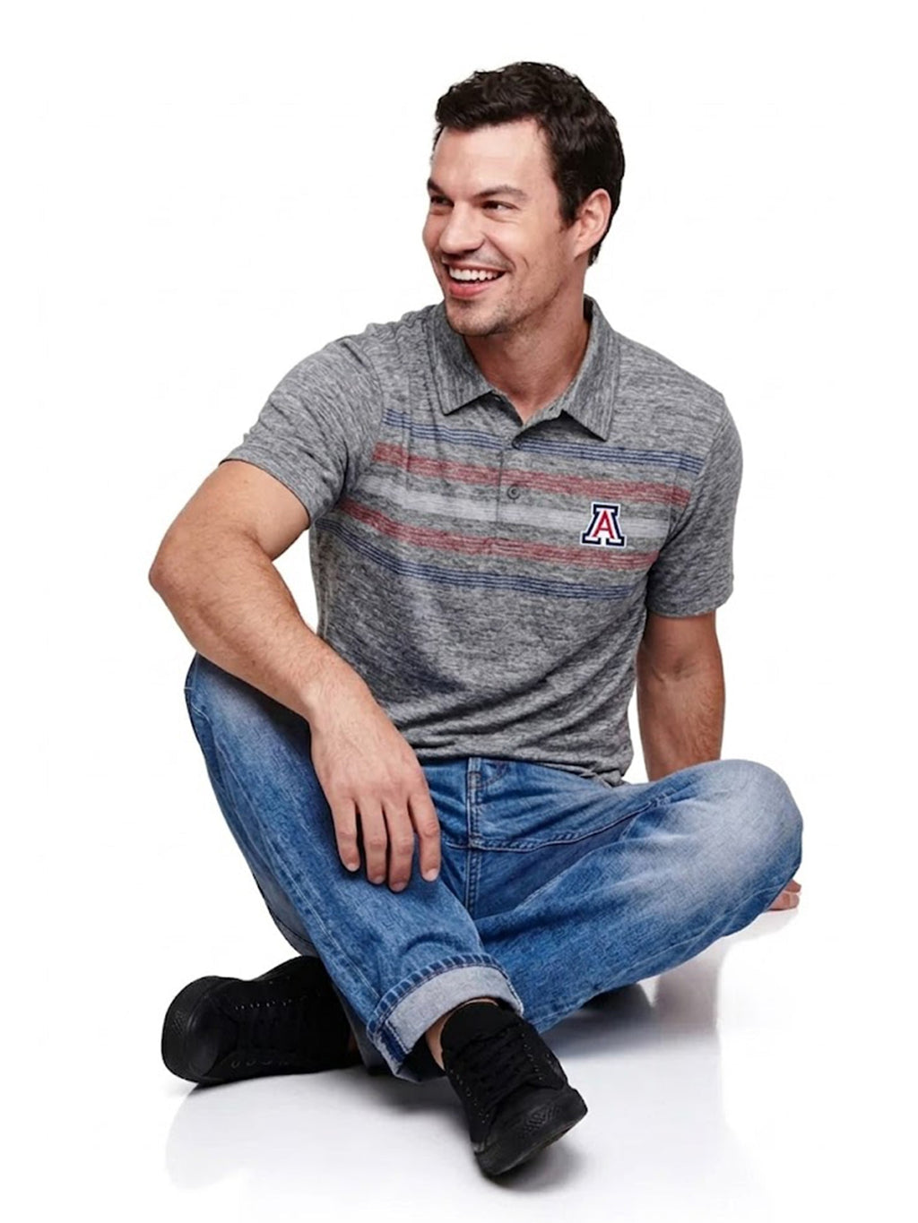CAPTIVATING STRIPED POLO WITH A LOGO | GREY