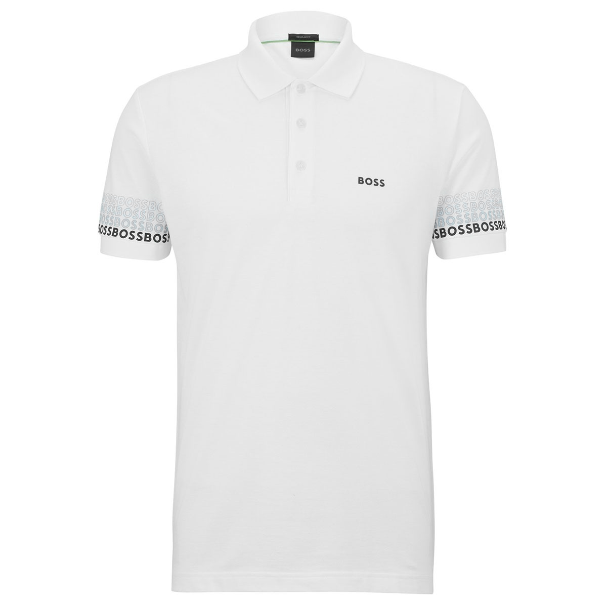 HUGO BOSS LOGOS COTTON PIQUE JACUARD POLO SHIRT | WHITE