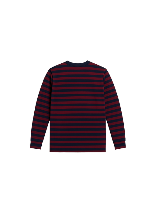 ANERKJENDT MENS STRIPED LONG SLEEVE T-SHIRT  – NAVY & MAROON