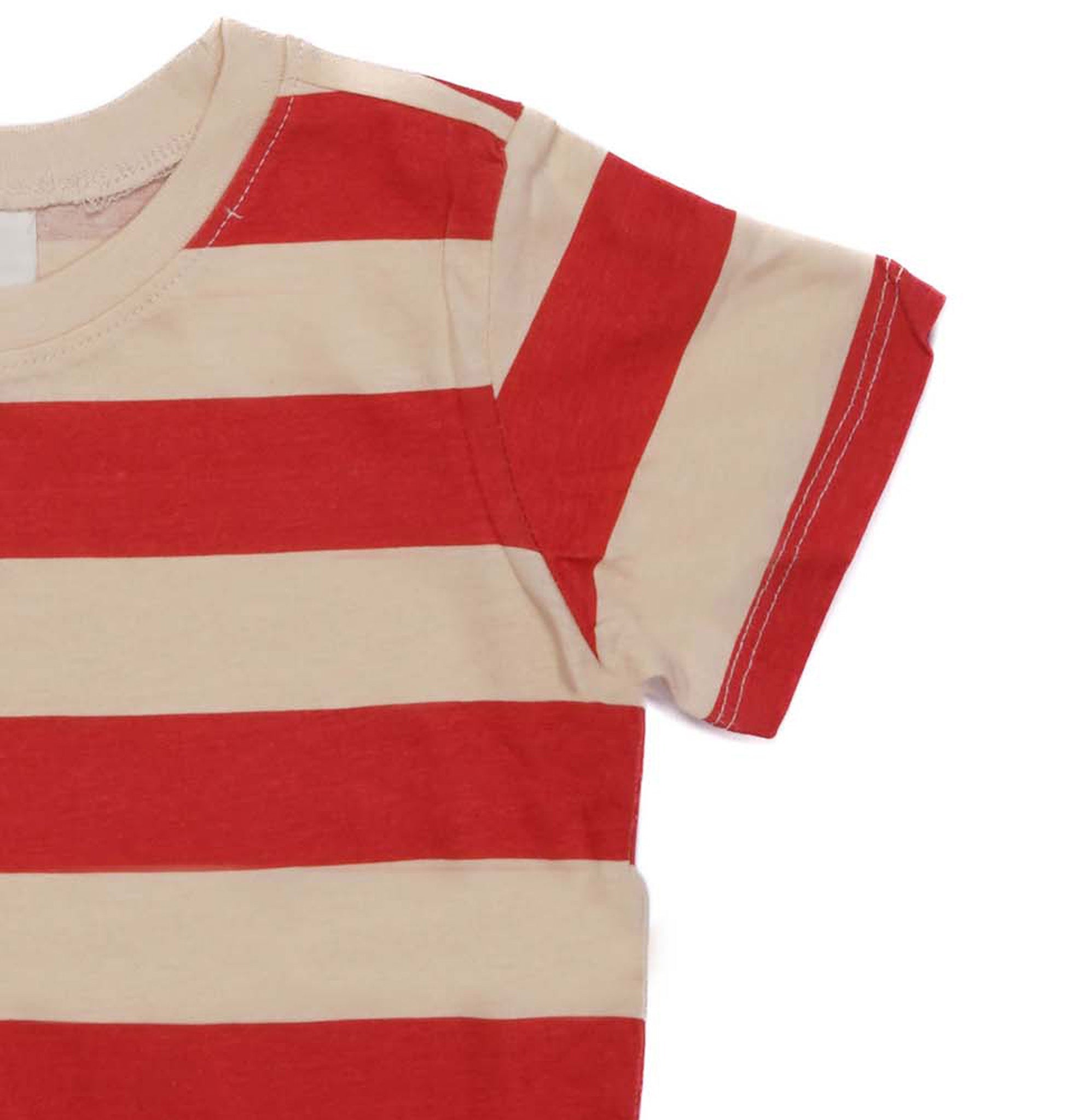H.&.M-KIDS-STRIPED-CREW NECK | T-SHIRT | RED & CREAM