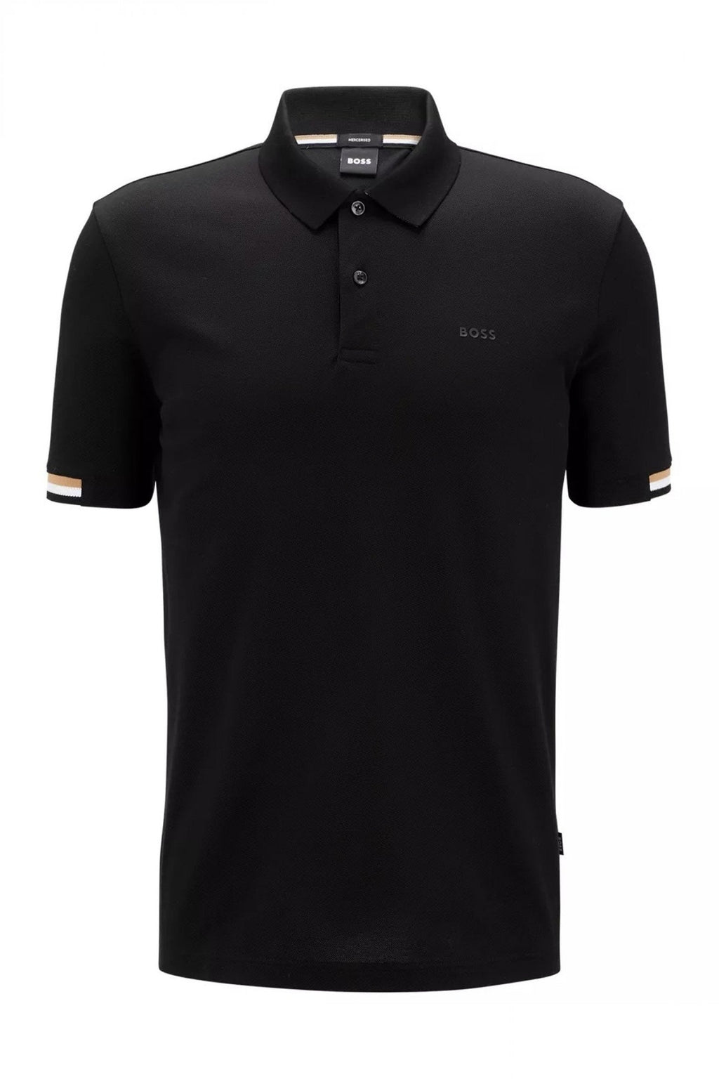 HUGO BOSS REGULAR-FIT POLO SHIRT WITH EMBROIDERED LOGO | BLACK