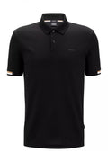 HUGO BOSS REGULAR-FIT POLO SHIRT WITH EMBROIDERED LOGO | BLACK