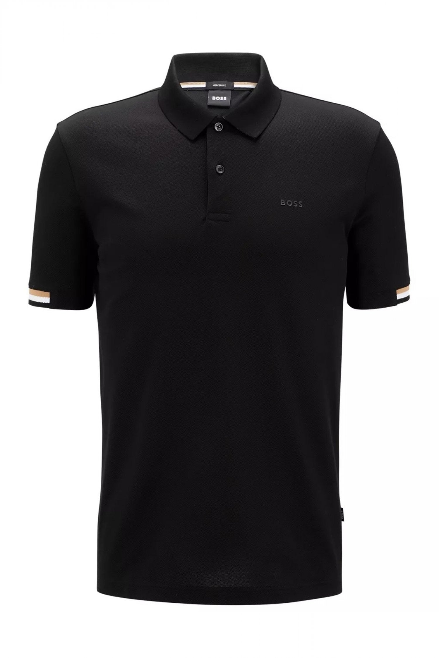 HUGO BOSS REGULAR-FIT POLO SHIRT WITH EMBROIDERED LOGO | BLACK