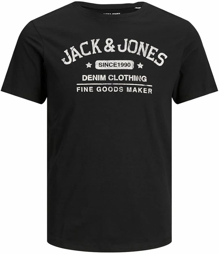 JACK & JONES MEN’S PREMIUM BLACK PRINTED T-SHIRT-CREW NECK