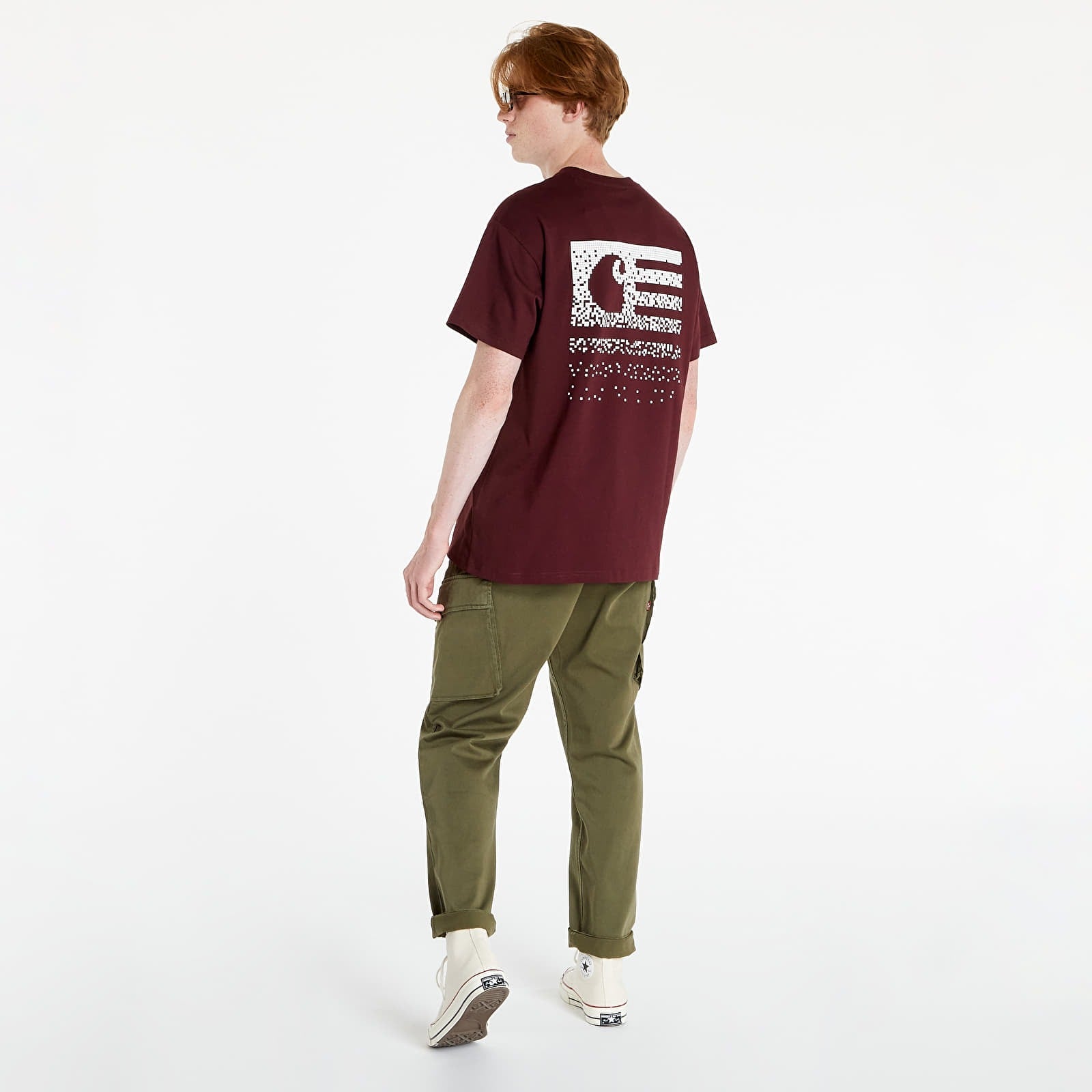 CARHARTT WIP S/S RELAXED FIT FADE STATE T-SHIRT | WINE / MAROON