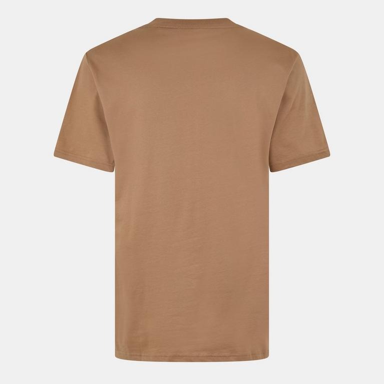 HUGO BOSS COTTON JERSEY REGULAR-FIT T-SHIRT WITH STRIPES AND LOGO | BEIGE