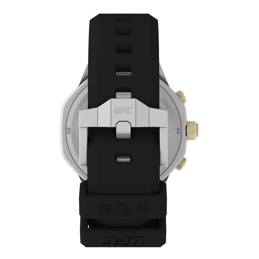 Timex UFC Men’s King 45mm Chronograph Watch – Black Silicone Strap, Gold-Tone Accents