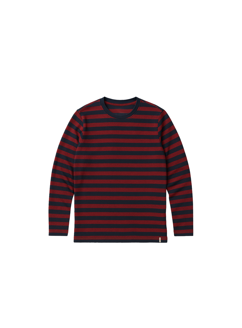 ANERKJENDT MENS STRIPED LONG SLEEVE T-SHIRT  – NAVY & MAROON