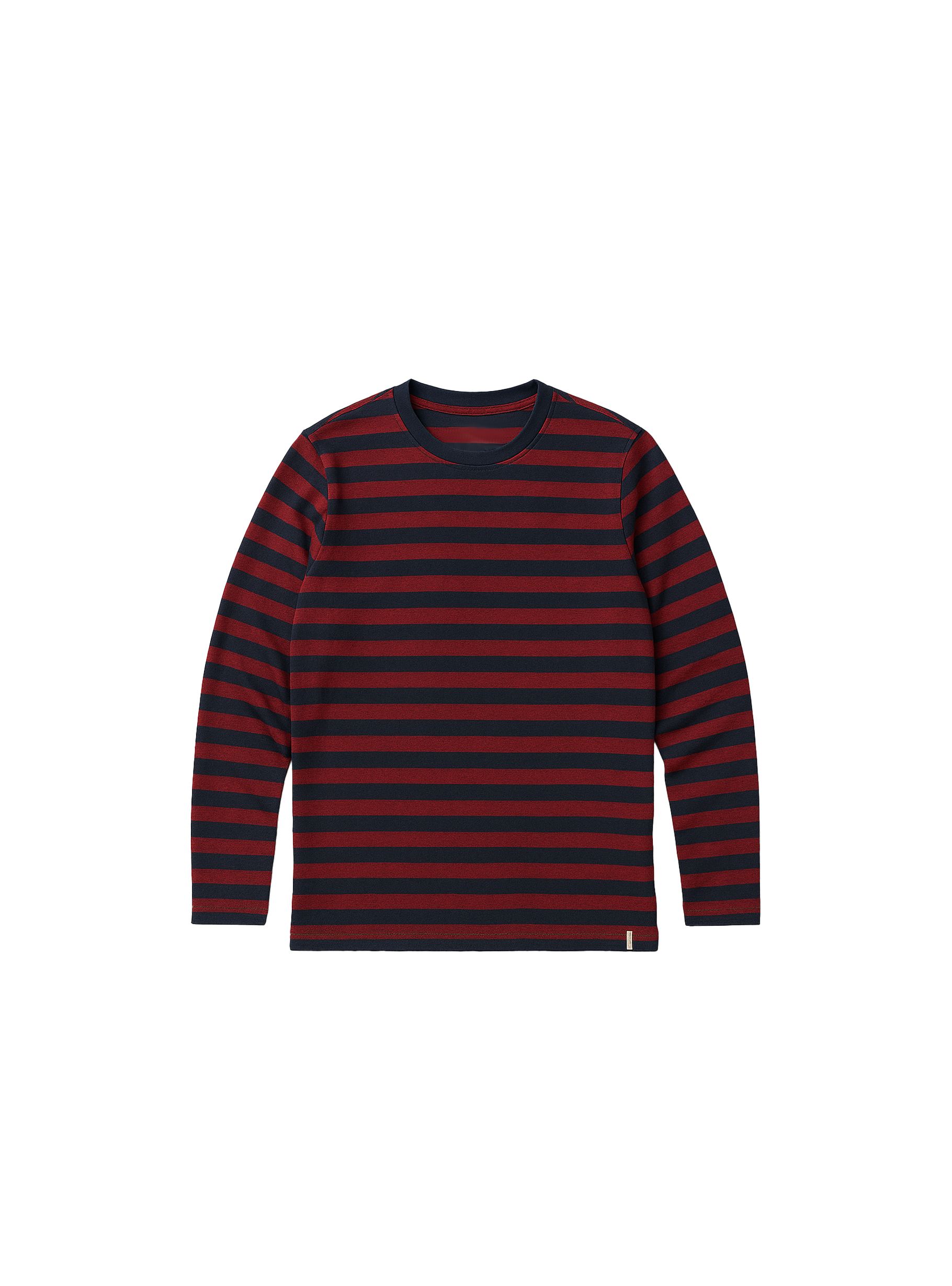 ANERKJENDT MENS STRIPED LONG SLEEVE T-SHIRT  – NAVY & MAROON