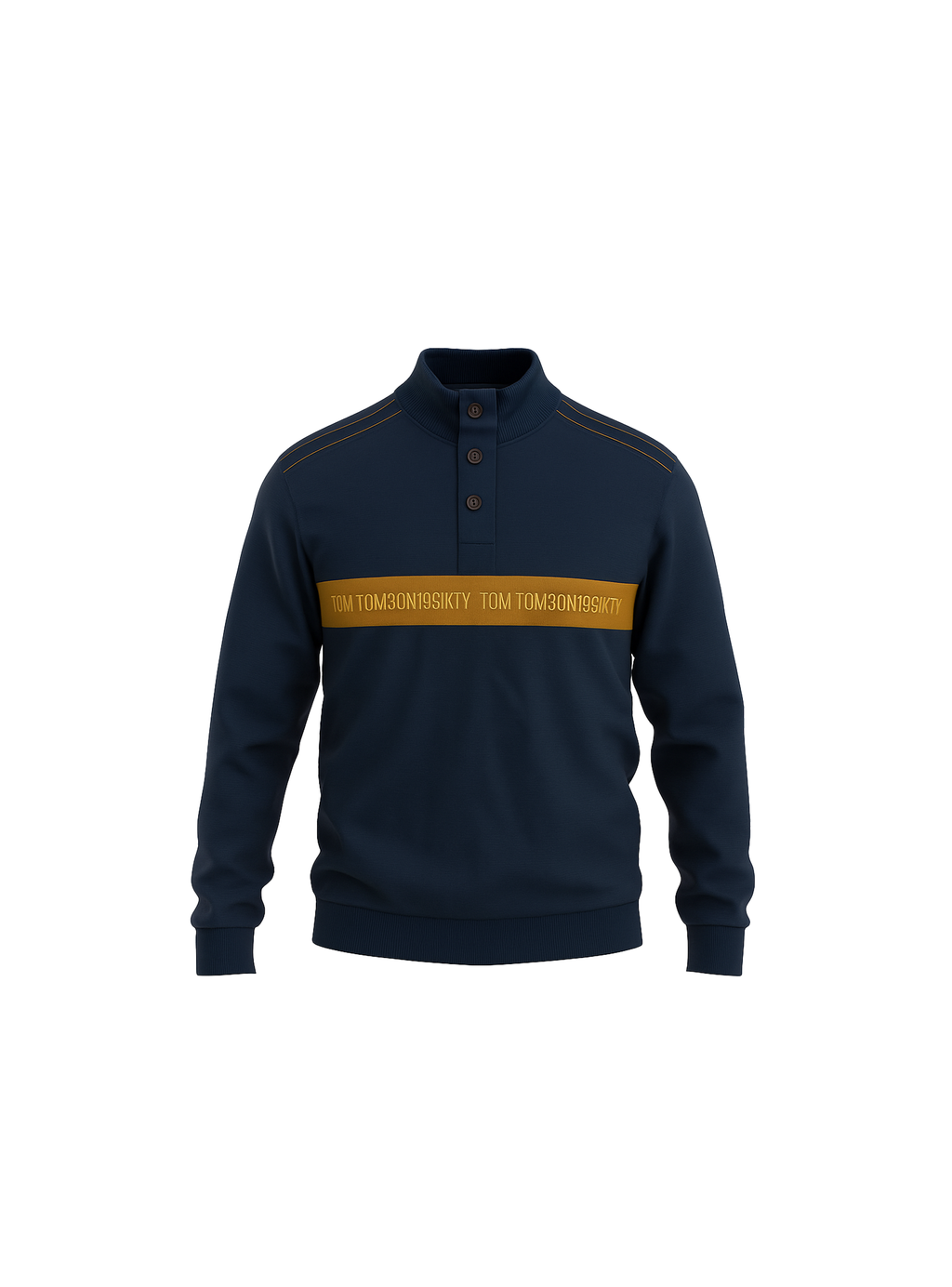 TOM TOMPSUN MEN’S HALF-PLACKET SWEATSHIRT NAVY BLUE