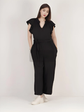CALVIN KLEIN WOMENS SLEEVELESS WRAP JUMPSUIT | BLACK