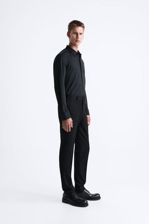 ZARA MENS PREMIUM COTTON SHIRT | BLACK