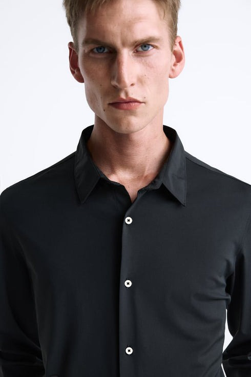 ZARA MENS PREMIUM COTTON SHIRT | BLACK