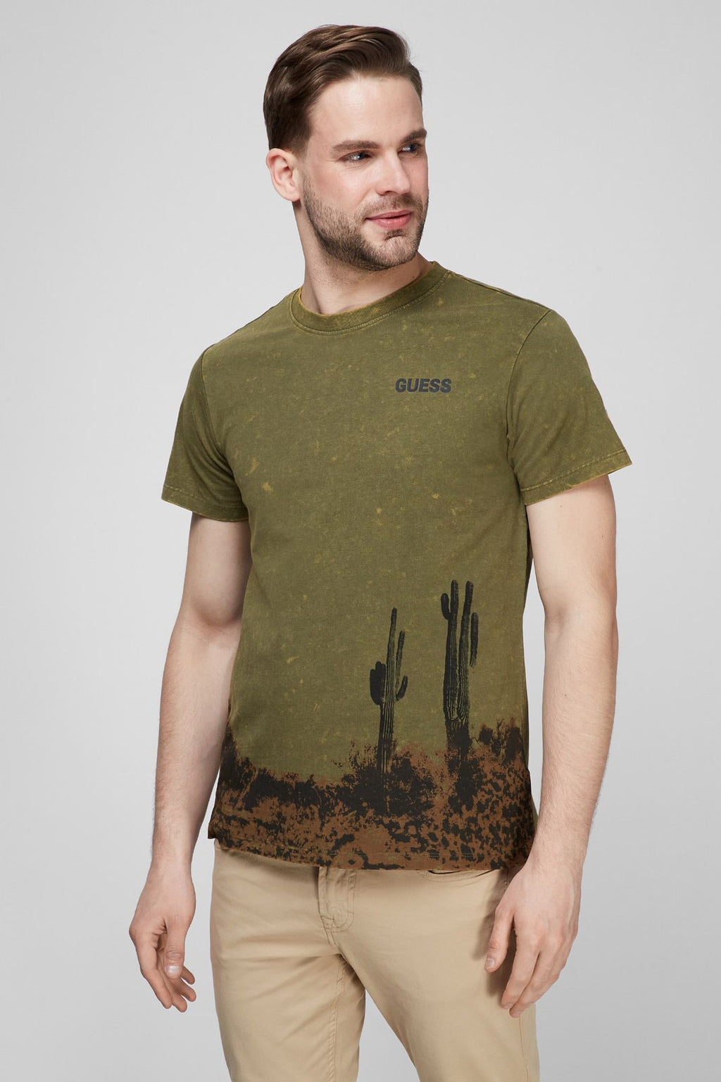 GUESS PRINTED MEN T SHIRT | GREEN (KHAKI)