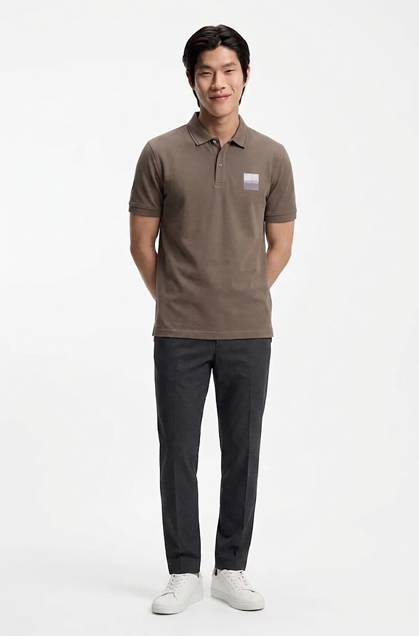 HUGO BOSS DUSPLITY POLO SHIRT | TAUPE