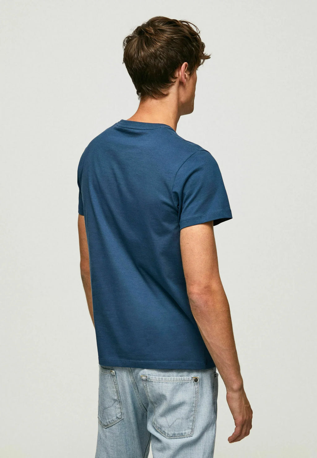 PEPE JEANS-COTTON SLIM FIT T-SHIRT WITH PRINTED LOGO | NAVY