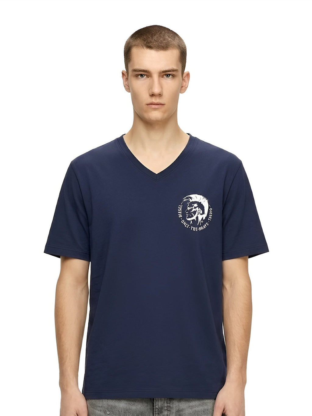 DIESEL V-NECK FLEXIBLE T-SHIRT | DARK BLUE