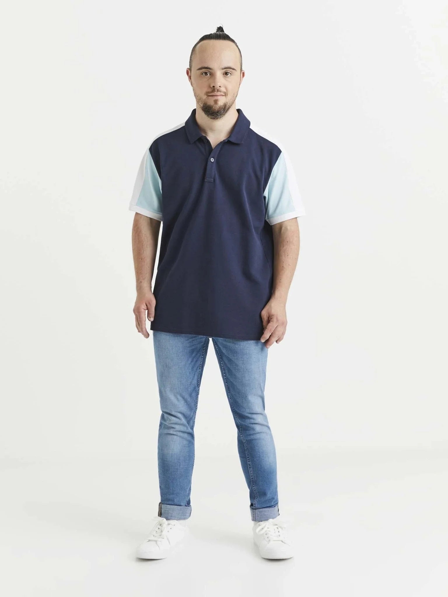 CELIO Men's Premium Polo Shirt – Navy & White Polo for Men