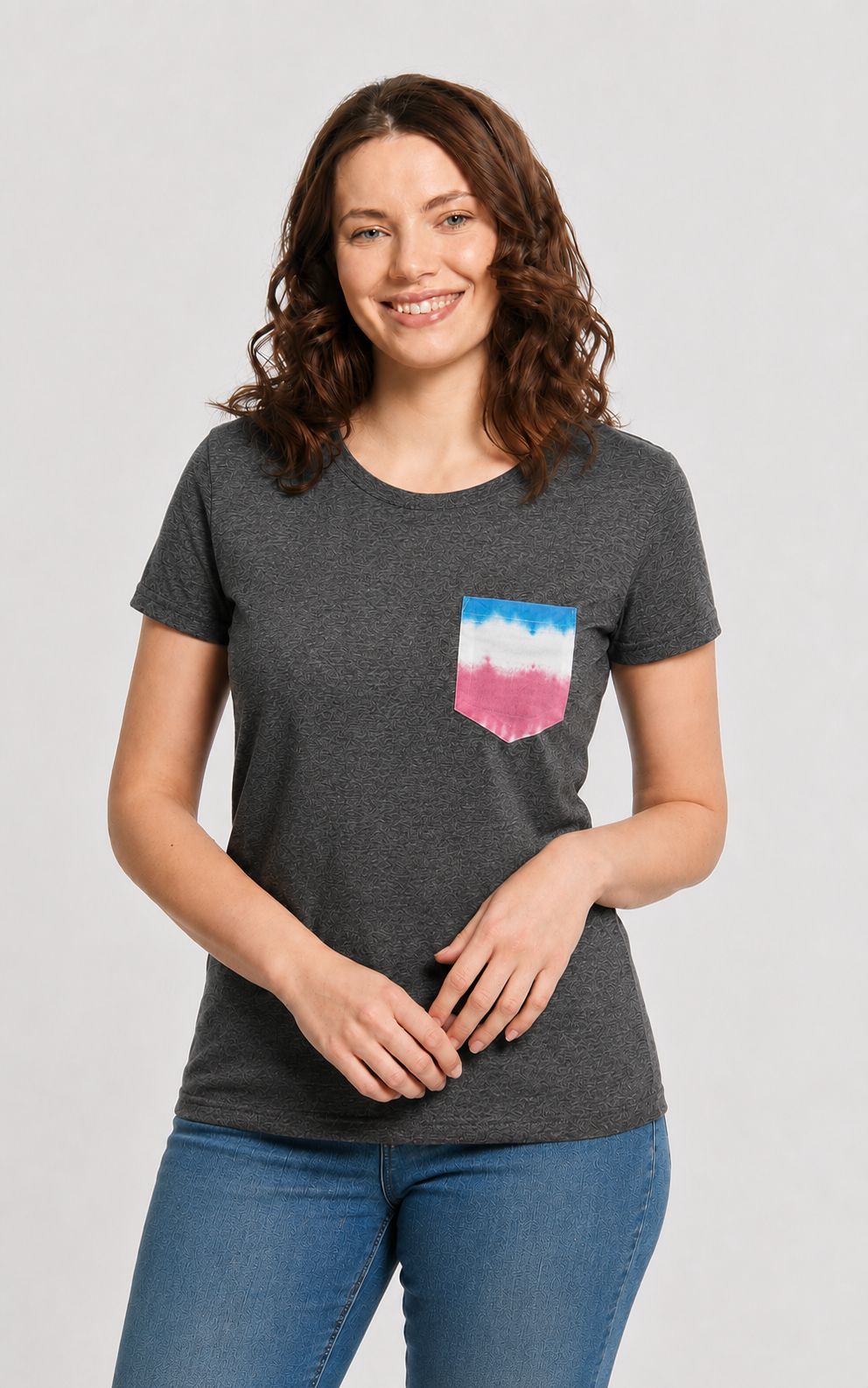 LOCK HEAVEN WOMEN'S SHORT SLEEVE TEE POCKET T-SHIRT | HEATHER GREY