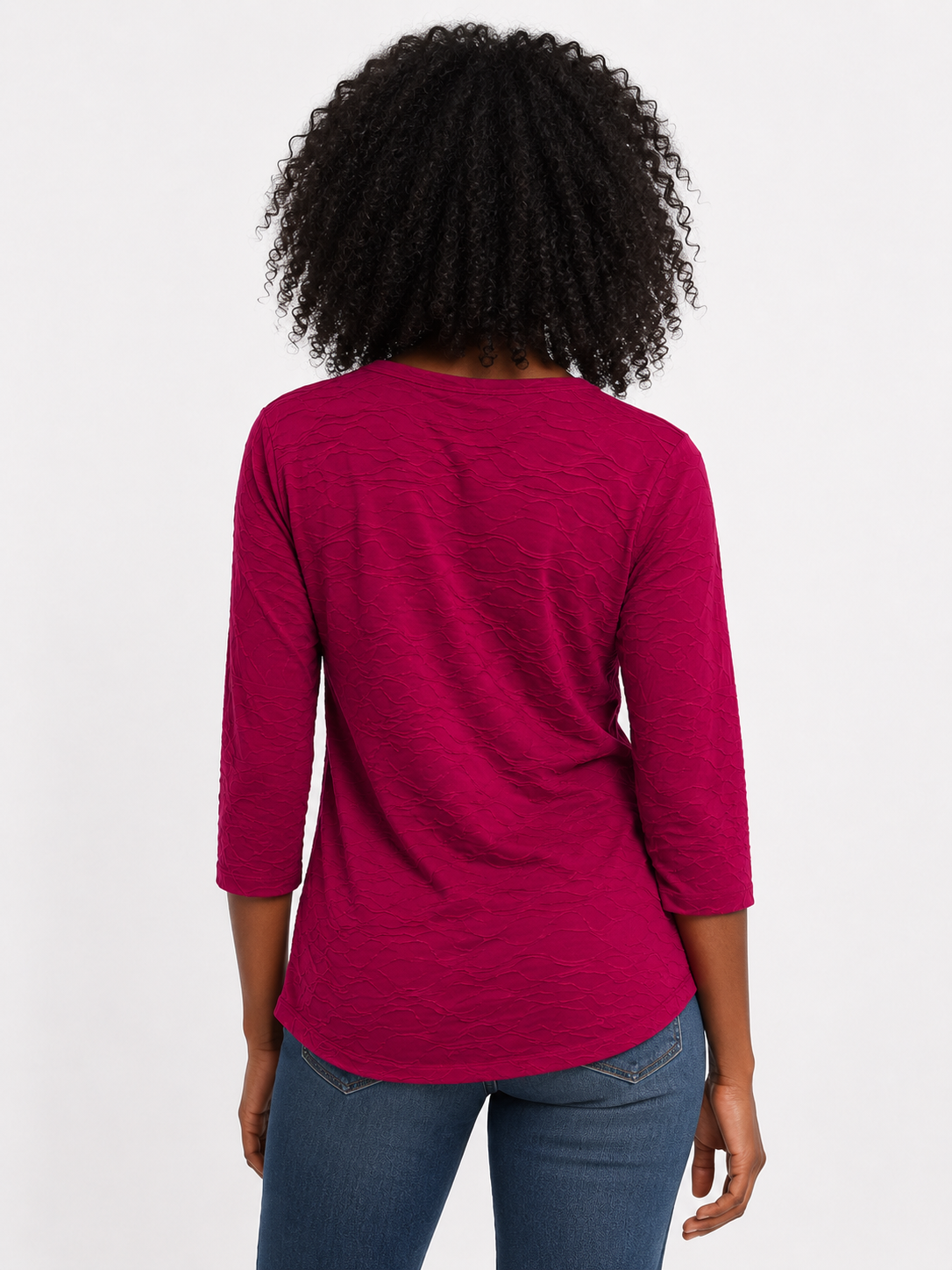ESMARA WOMEN'S TEXTURED HALF SLEEVE TOP | SOFT STRETCH BURGUNDY