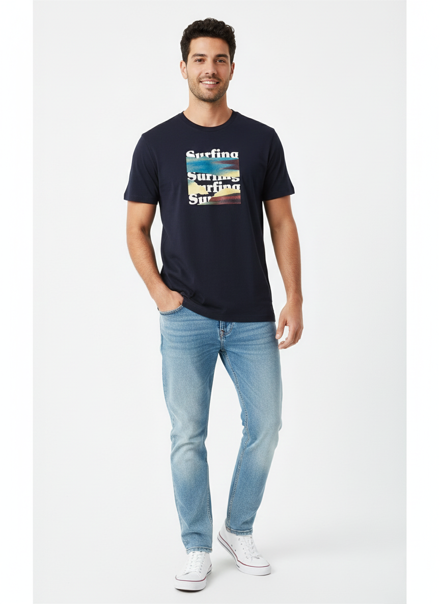 JACK & JONES MEN’S SURFING GRAPHIC T-SHIRT | NAVY BLUE