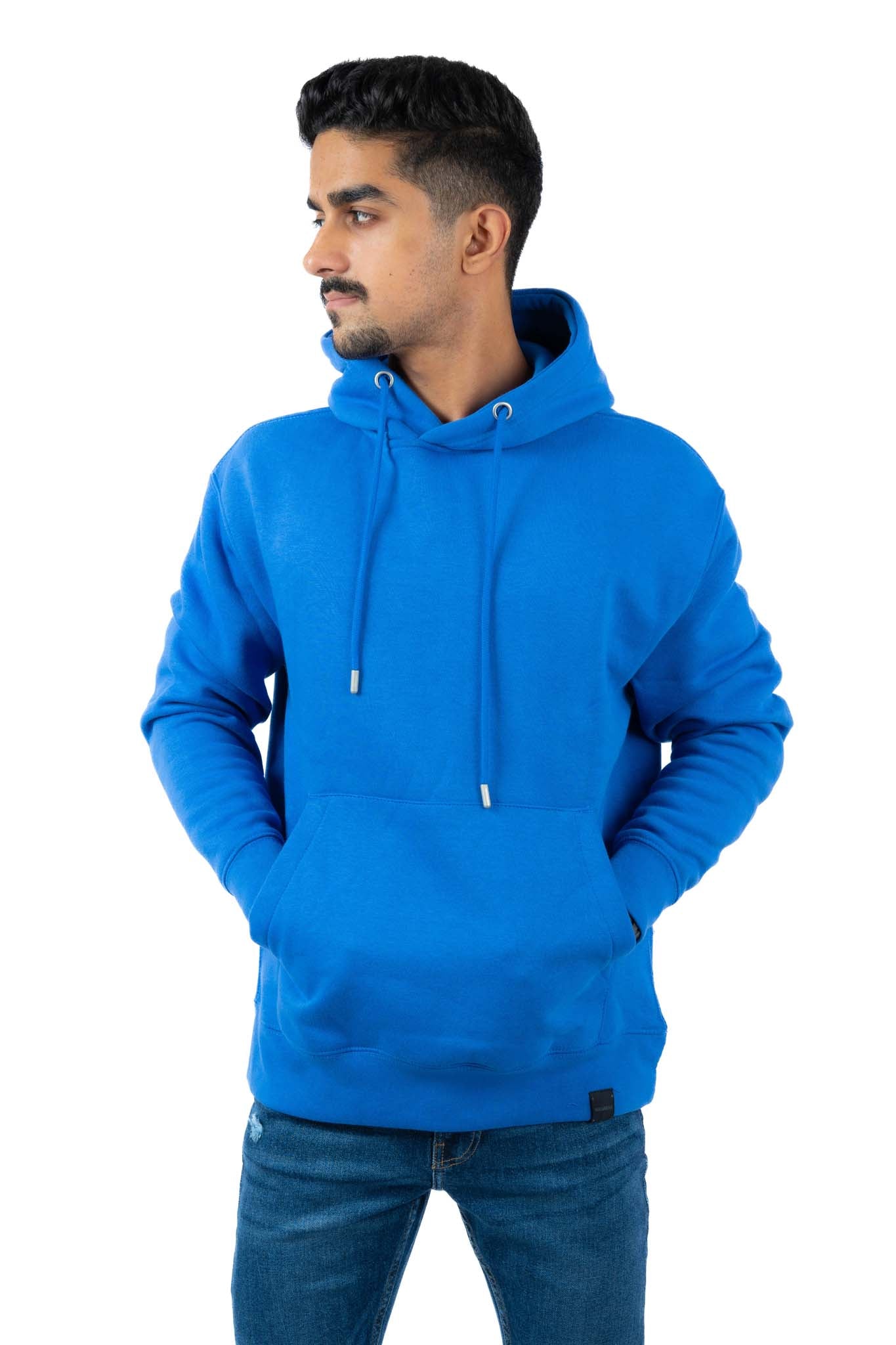 PULL & BEAR BASIC HOODIE UNISEX | BLUE DENIM